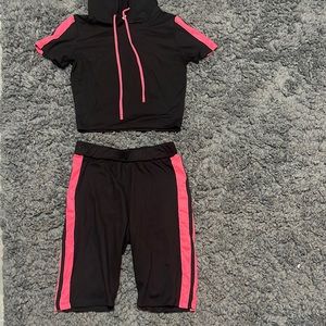 Two piece crop top biker set